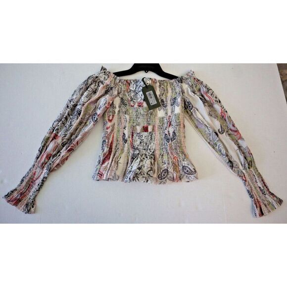 AllSaints WM297W Women's Sz 6 Soft Pink Lara Makutu Off the Shoulder Top - Picture 7 of 9